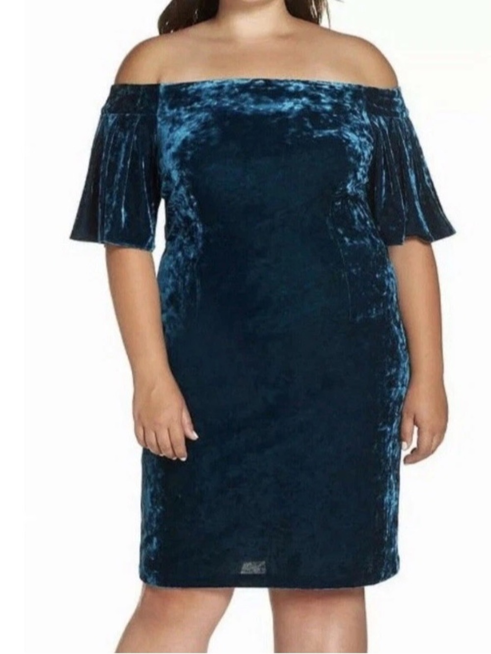 Eliza J Crushed Velvet Off the Shoulder Party Formal Dress 18W